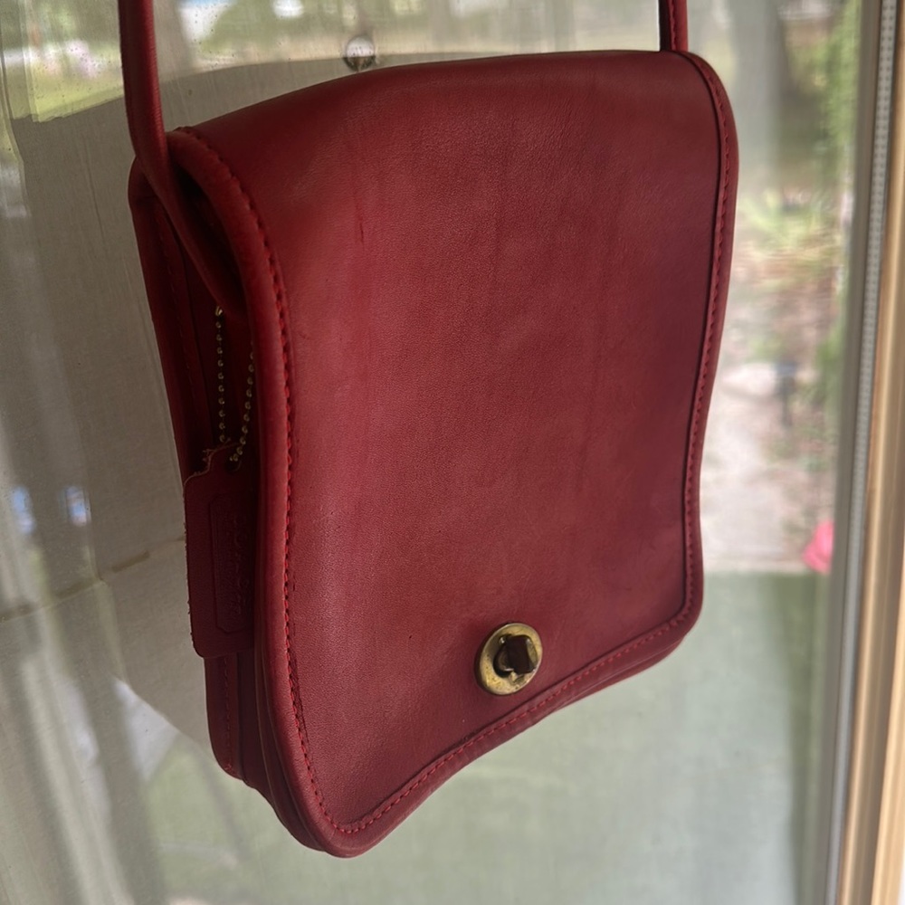 Vintage red leather coach